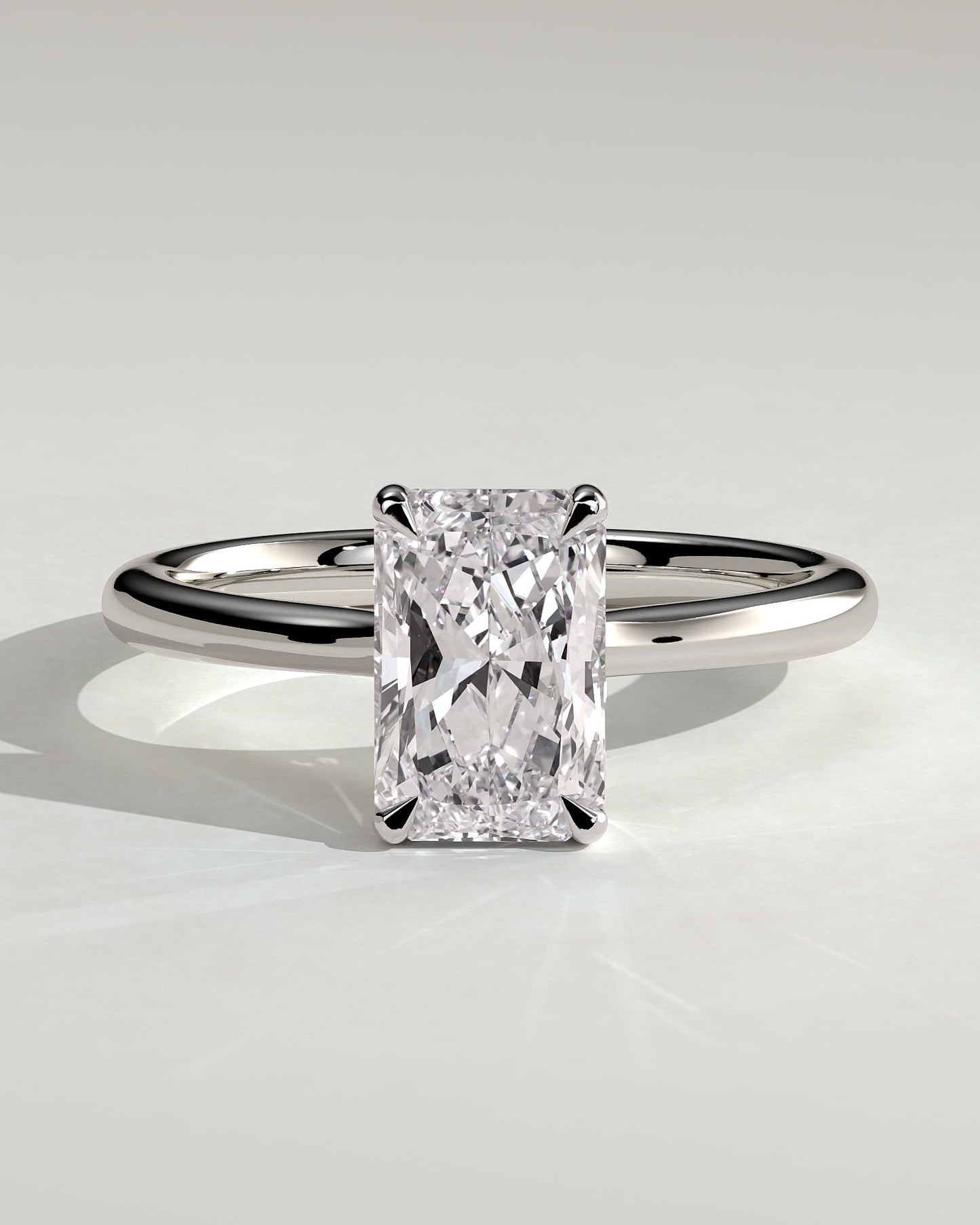 Ari - Radiant Claw Solitaire with Hidden Halo, Tapered Band and Cathedral High Setting Engagement Ring - White Gold - white gold - Lara Jewels
