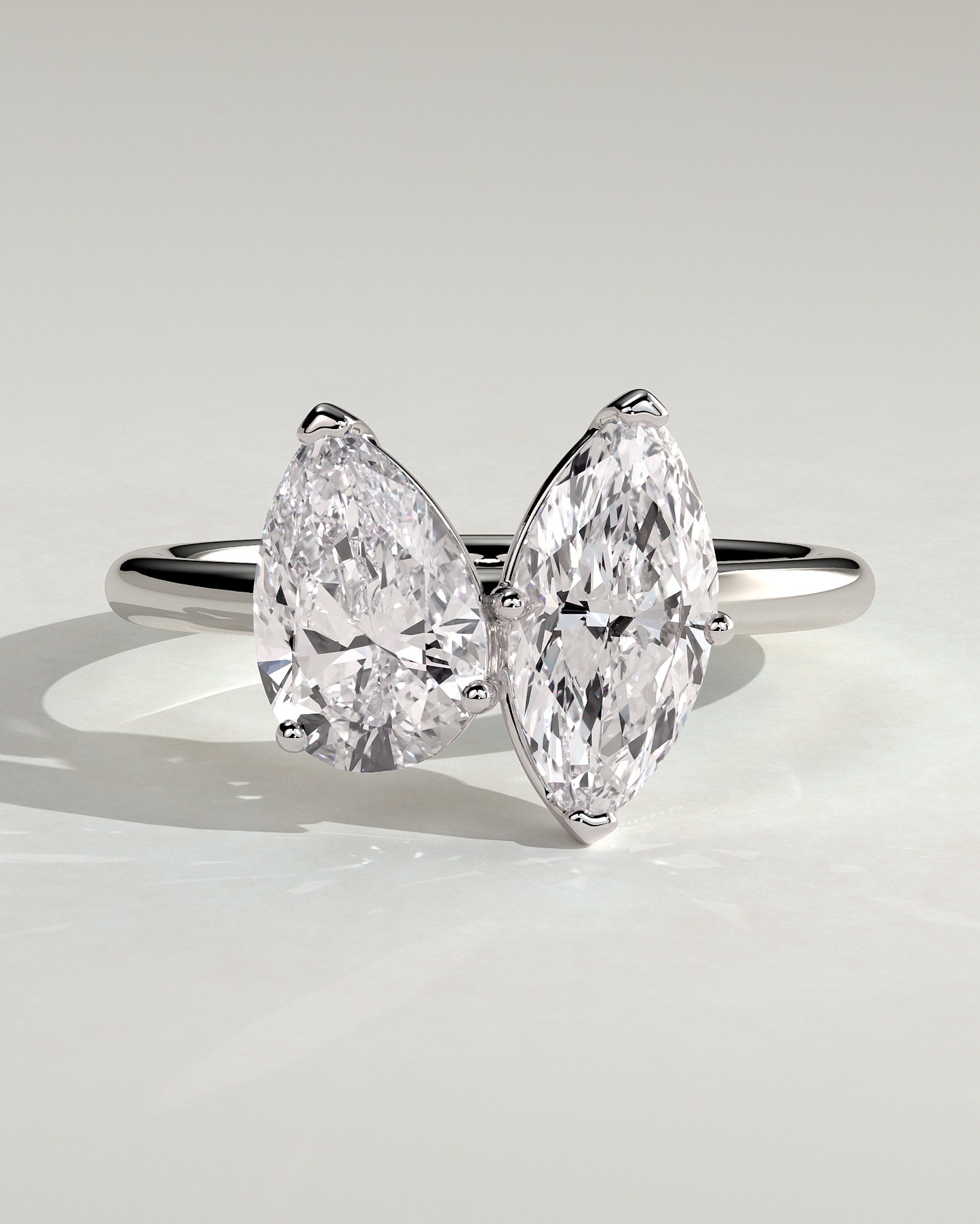 Dolly - Pear and Marquise Claw Toi et Moi Engagement Ring - Platinum - White Gold / Platinum 2ct