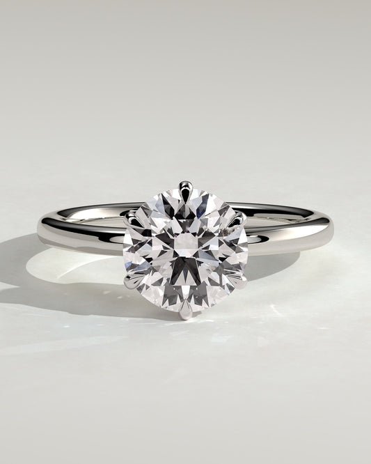 Mariah - Round Claw Solitaire with Crown Gallery Engagement Ring - Platinum