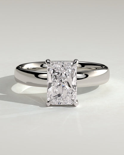 Angelina - Radiant Claw Solitaire with Cigar Band and Hidden Halo Engagement Ring - White Gold - white gold - Lara Jewels