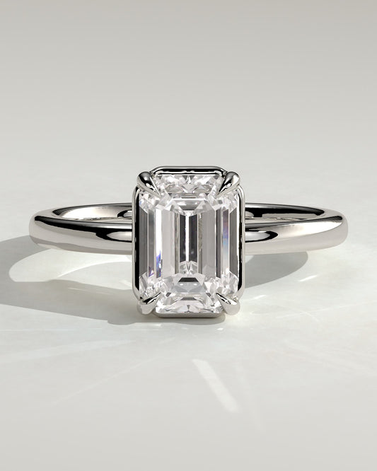 Matisse - Emerald Claw Solitaire with Bezel Frame Engagement Ring - Platinum