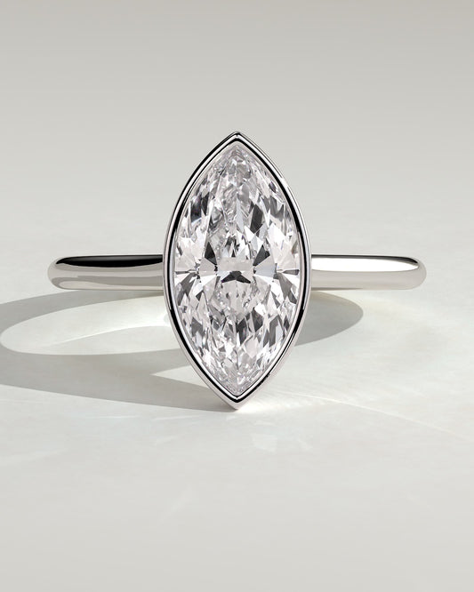 Stella - Marquise Bezel Solitaire with Cathedral High Setting Engagement Ring - Platinum