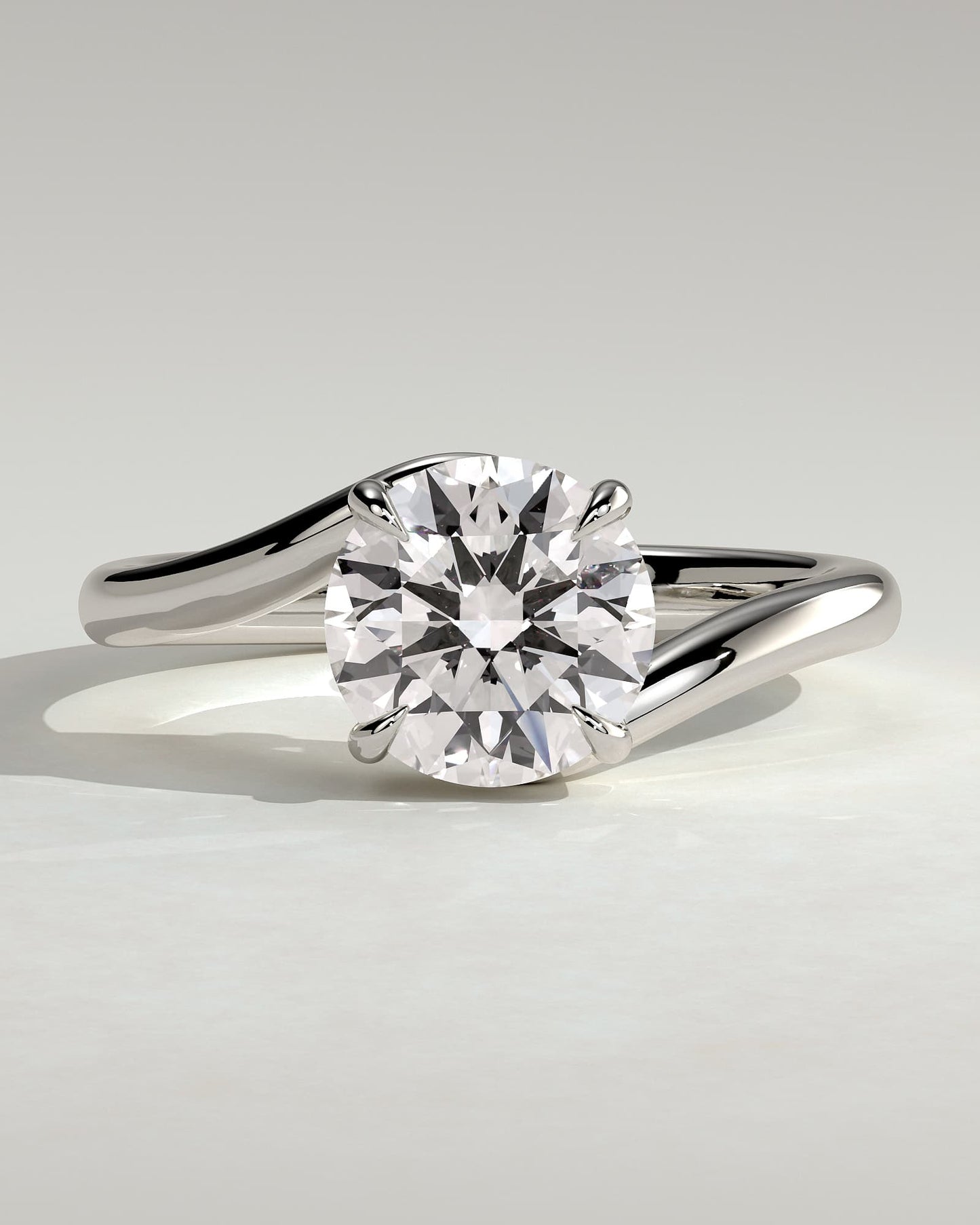 Kimia - Round Claw Solitaire with Bypass Band Engagement Ring - Platinum