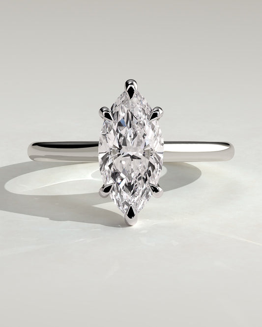 Leila - Marquise Claw Solitaire with Cathedral High Setting Engagement Ring - Platinum