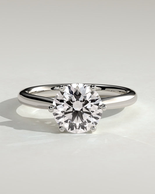 Delilah - Round Claw Solitaire with Open Trellis Gallery and Cathedral Low Setting Engagement Ring - Platinum