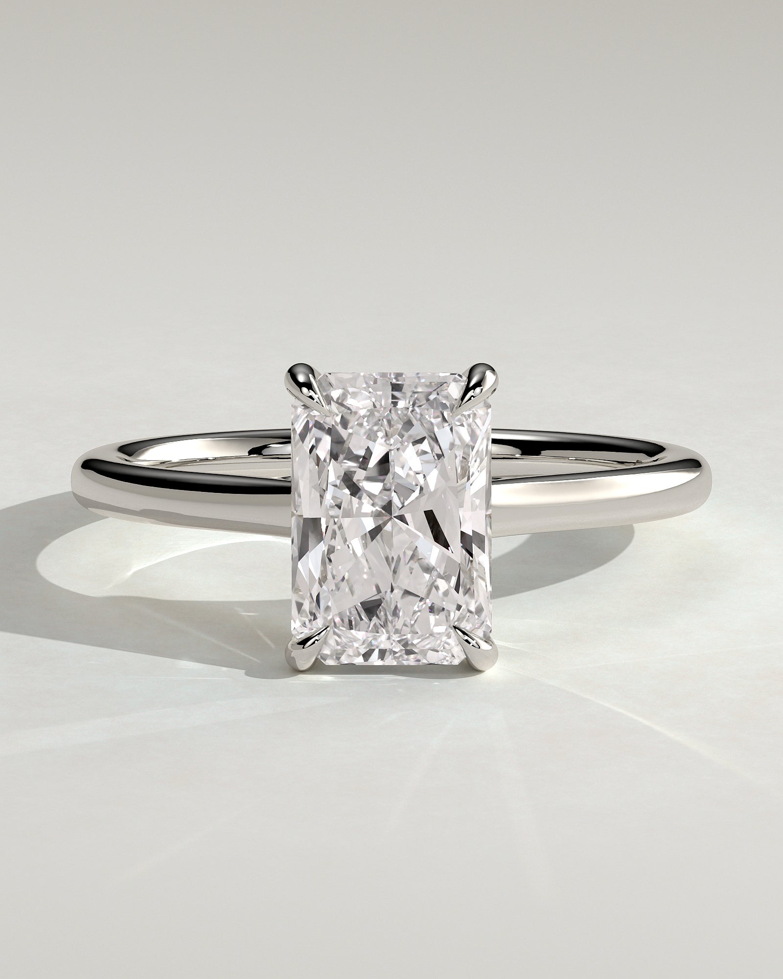 Dakota - Radiant Claw Solitaire with Cathedral Low Setting and Open Trellis Gallery Engagement Ring - Platinum - White Gold / Platinum 2ct