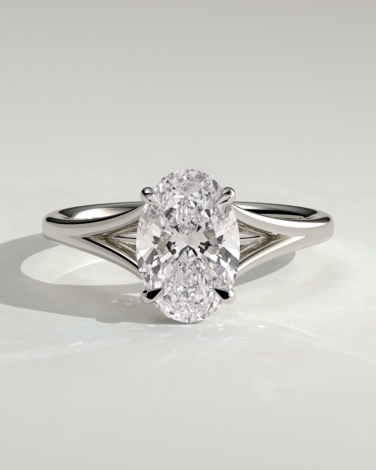 Blair - Oval Claw Solitaire with Split Shank and Cathedral High Setting Engagement Ring - Platinum - White Gold / Platinum 2ct