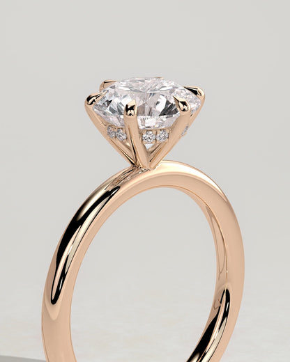 Anna - Round Claw Solitaire with Hidden Halo Engagement Ring - Rose Gold - rose gold - Lara Jewels
