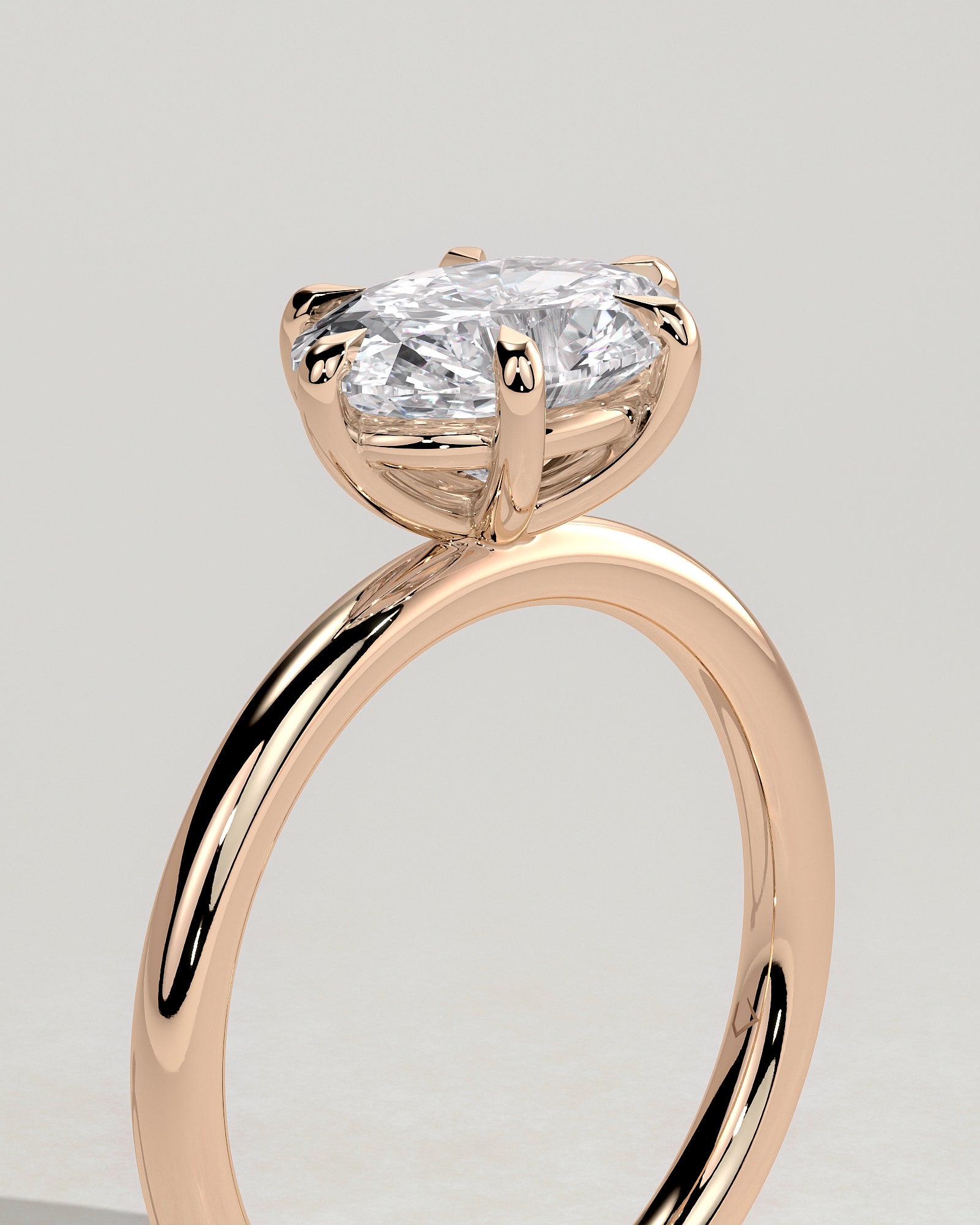 Allison - Oval East West Claw Solitaire Engagement Ring - Rose Gold - Rose Gold 2ct