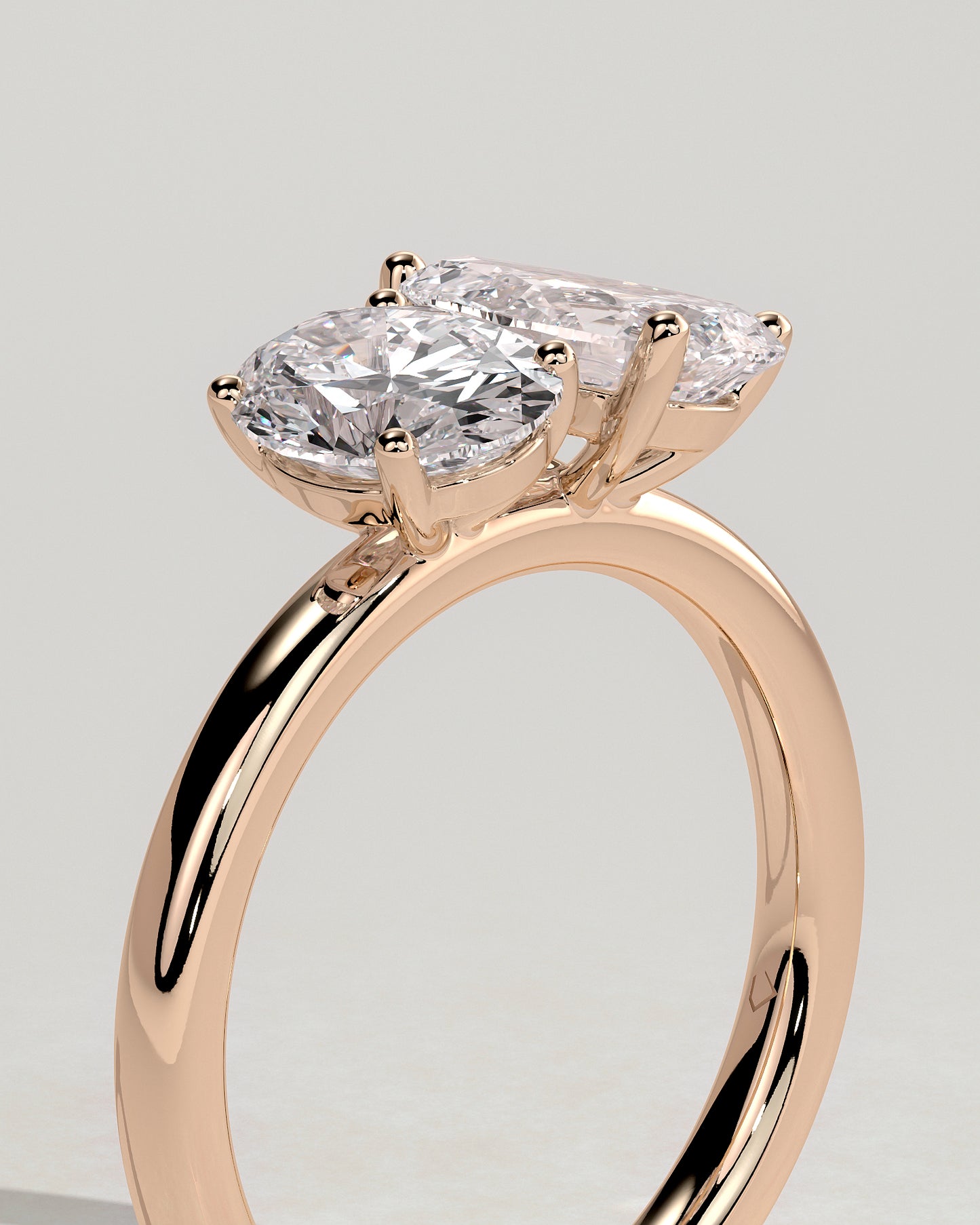 April - Pear and Oval Claw Toi et Moi Engagement Ring - Rose Gold - Rose Gold 2ct