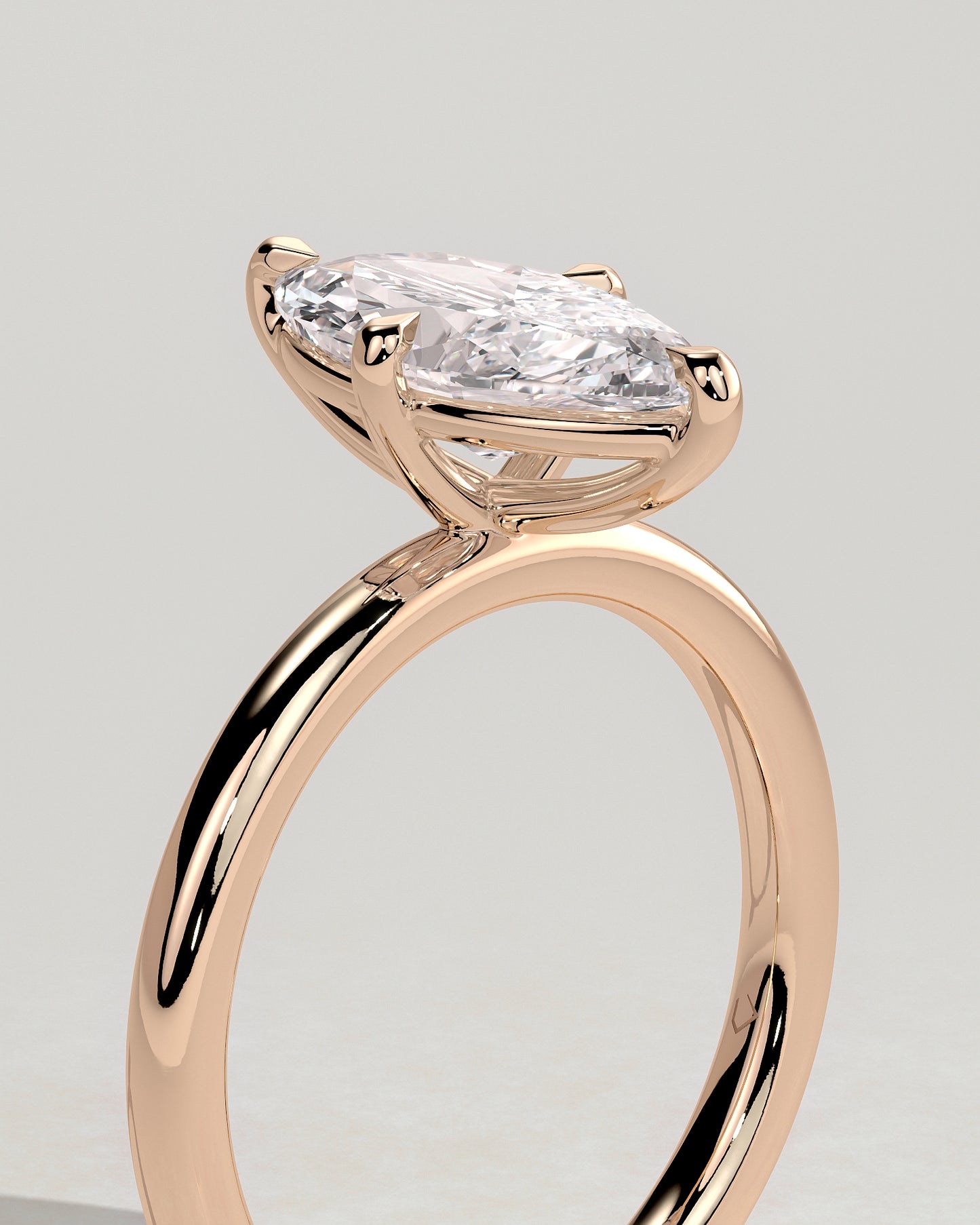 Genevieve - Marquise Claw Solitaire Engagement Ring - Rose Gold - Rose Gold 2ct