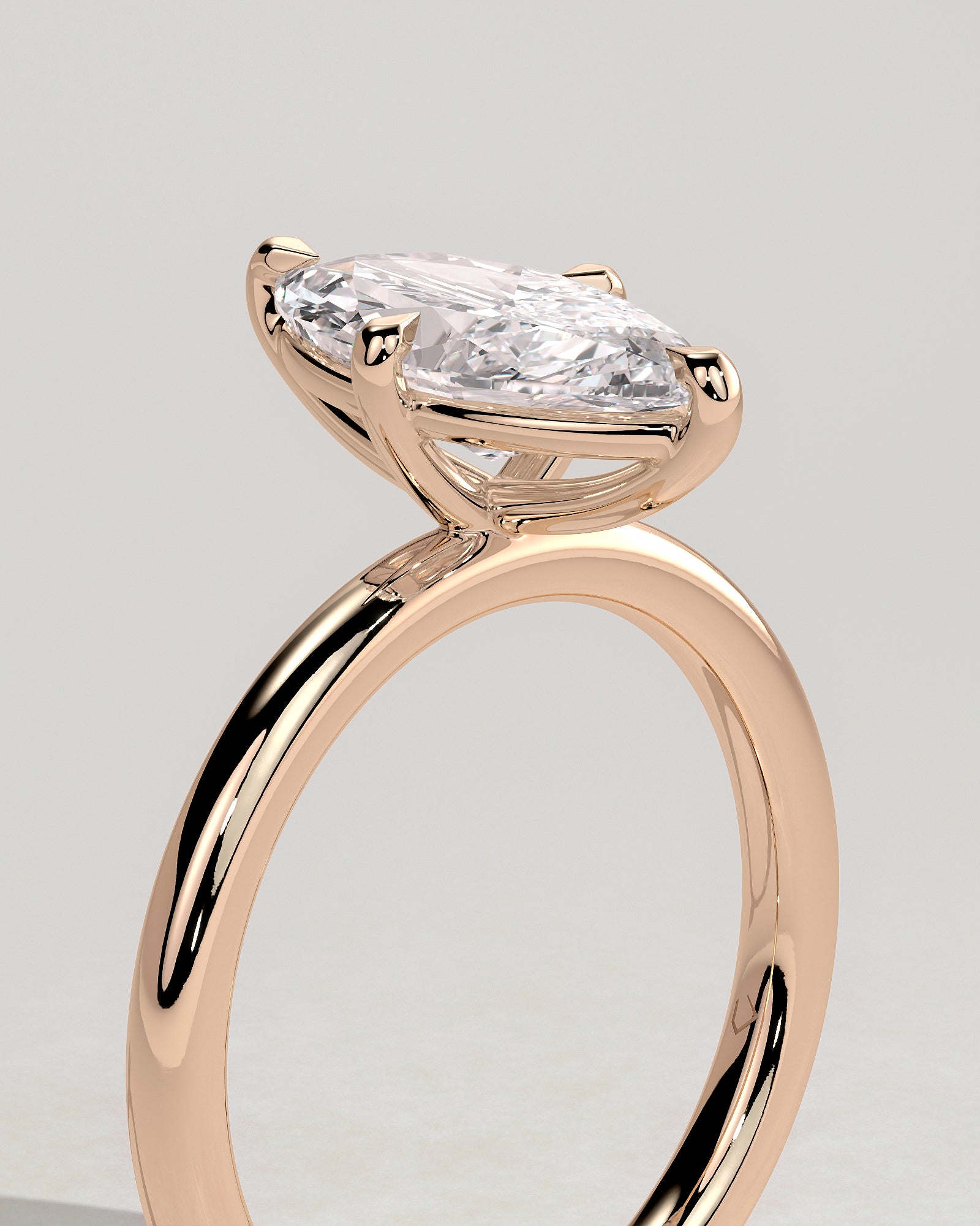 Genevieve - Marquise Claw Solitaire Engagement Ring - Rose Gold - Rose Gold 2ct