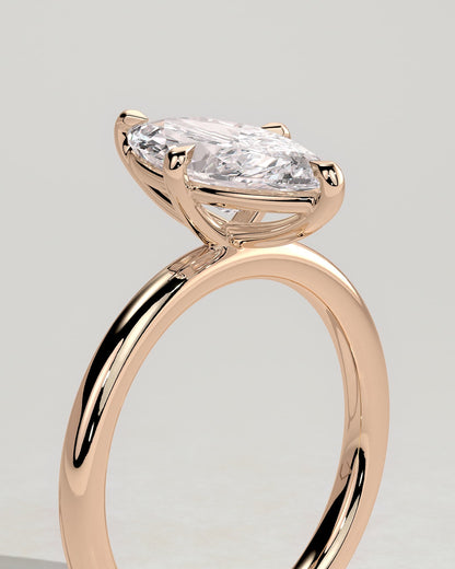 Genevieve - Marquise Claw Solitaire Engagement Ring - Rose Gold