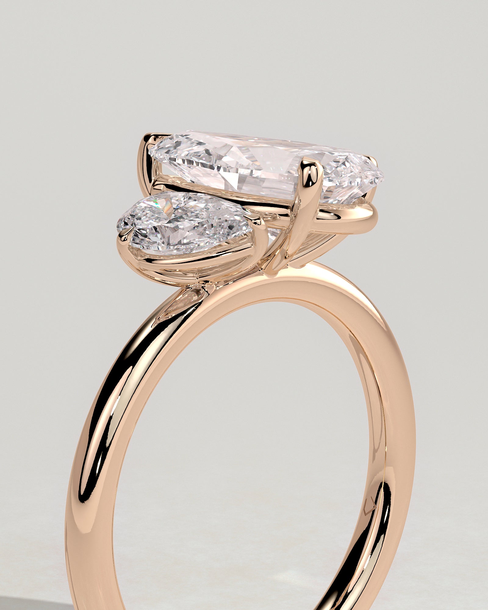 Francesca - Pear and Pear Claw Toi et Moi Engagement Ring - Rose Gold - Rose Gold 2ct