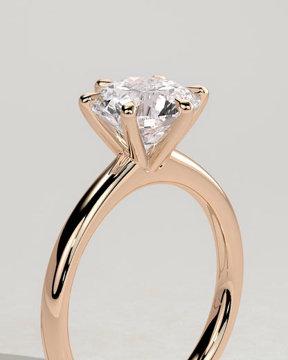 Daniela - Round Claw Solitaire with Solid Cathedral High Setting Engagement Ring - Rose Gold