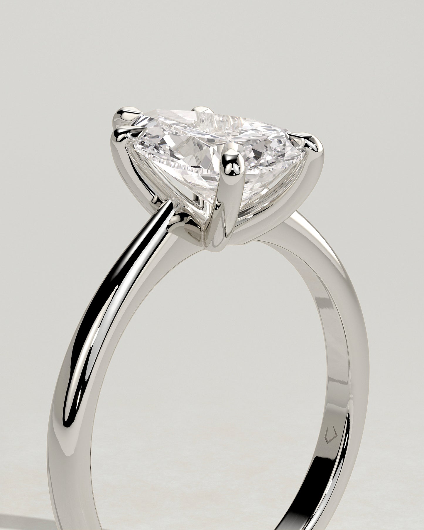Aspen - Pear Claw Solitaire with Pinched Tapered Band and Cathedral Low Setting Engagement Ring - Platinum - White Gold / Platinum 2ct