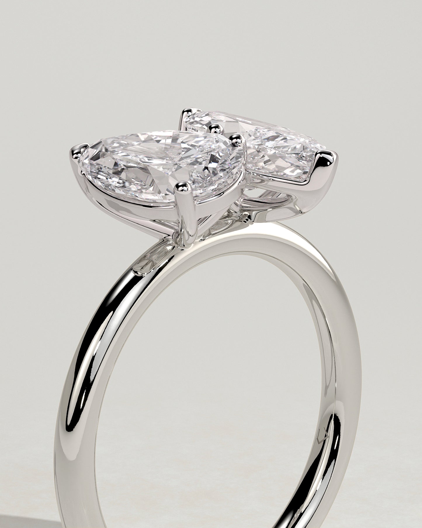 Dolly - Pear and Marquise Claw Toi et Moi Engagement Ring - Platinum - White Gold / Platinum 2ct