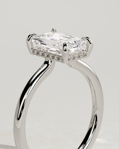 Adina - Radiant Claw Solitaire with Hidden Halo and Floating Cathedral Low Setting Engagement Ring - Platinum - platinum - Lara Jewels