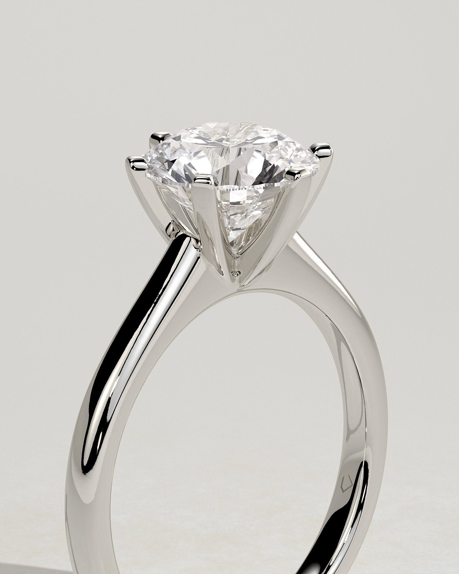 Gabrielle - Round Claw Solitaire with Square Tips and Solid Cathedral High Setting Engagement Ring - Platinum - White Gold / Platinum 2ct