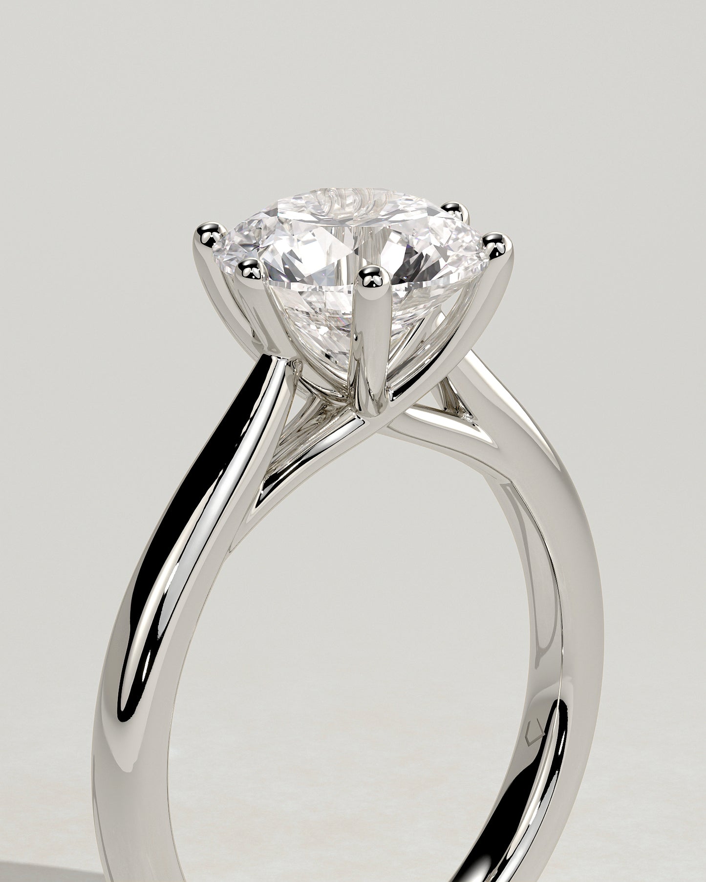 Delilah - Round Claw Solitaire with Open Trellis Gallery and Cathedral Low Setting Engagement Ring - Platinum - White Gold / Platinum 2ct