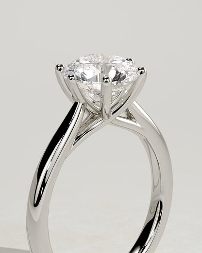 Delilah - Round Claw Solitaire with Open Trellis Gallery and Cathedral Low Setting Engagement Ring - Platinum