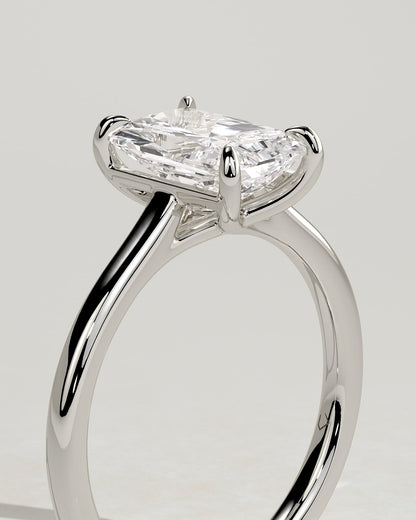 Dakota - Radiant Claw Solitaire with Cathedral Low Setting and Open Trellis Gallery Engagement Ring - Platinum