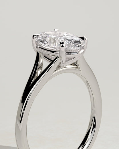 Blair - Oval Claw Solitaire with Split Shank and Cathedral High Setting Engagement Ring - White Gold