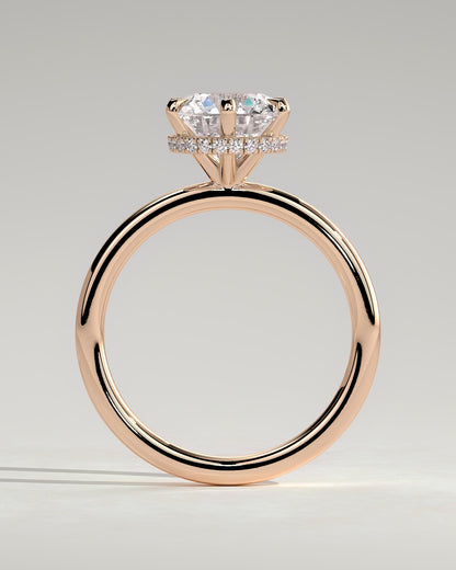 Aria - Round Claw Solitaire with Wrap Around Hidden Halo Engagement Ring - Rose Gold - rose gold - Lara Jewels