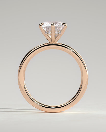 Anna - Round Claw Solitaire with Hidden Halo Engagement Ring - Rose Gold - rose gold - Lara Jewels