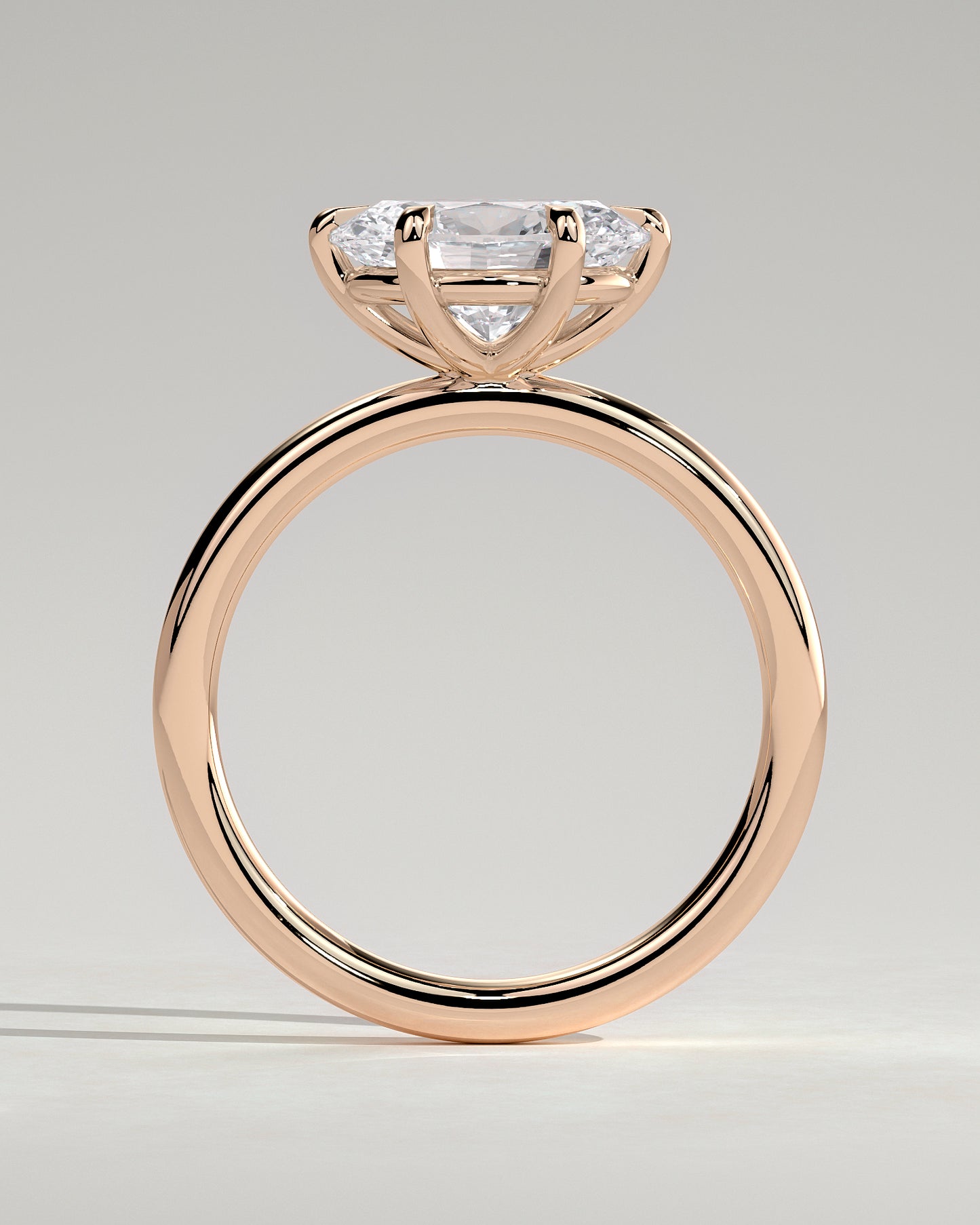 Allison - Oval East West Claw Solitaire Engagement Ring - Rose Gold - Rose Gold 2ct