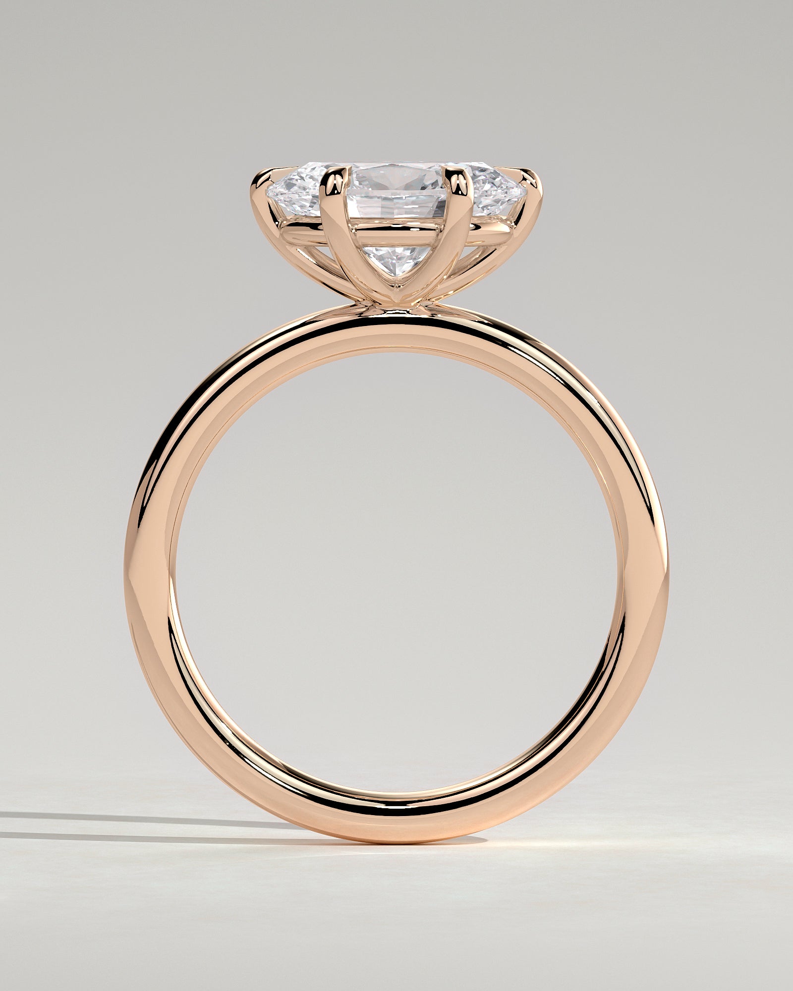 Allison - Oval East West Claw Solitaire Engagement Ring - Rose Gold - Rose Gold 2ct