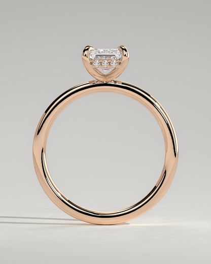 Alice - Emerald Claw Solitaire with Hidden Halo Engagement Ring - Rose Gold - rose gold - Lara Jewels