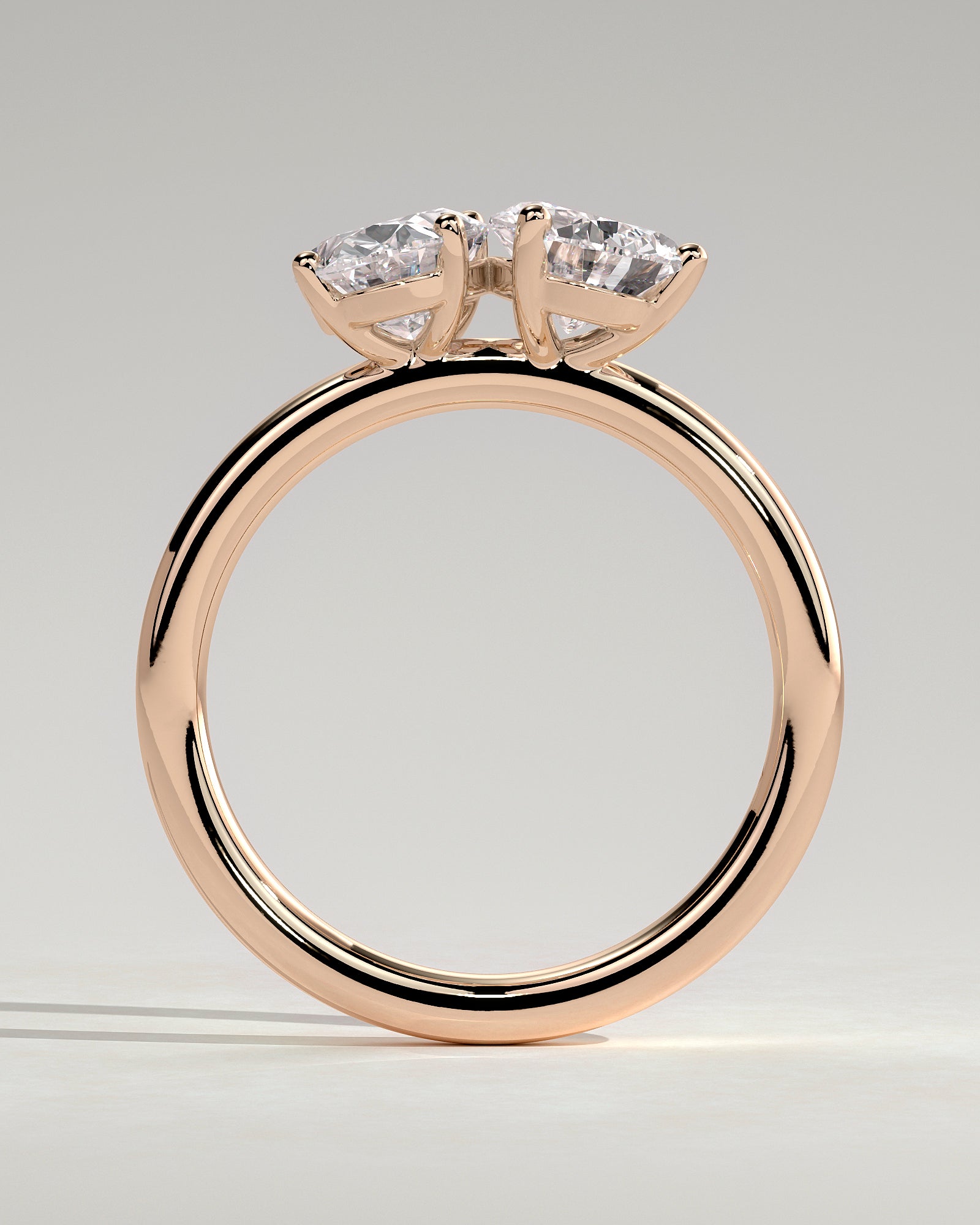 April - Pear and Oval Claw Toi et Moi Engagement Ring - Rose Gold - Rose Gold 2ct