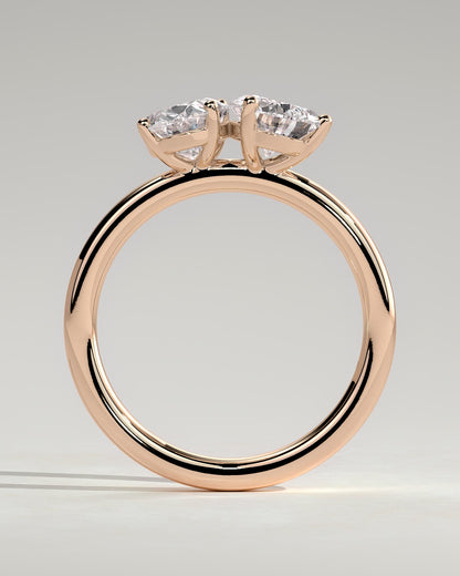 April - Pear and Oval Claw Toi et Moi Engagement Ring - Rose Gold - rose gold - Lara Jewels