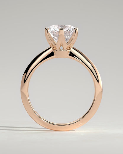 Caroline - Round Claw Solitaire with Knife Edge Band Engagement Ring - Rose Gold
