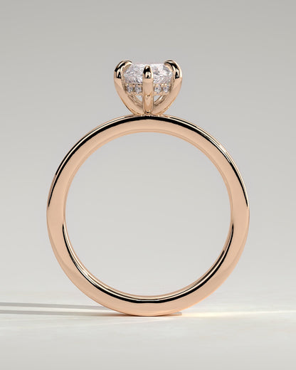 Aisha - Marquise Claw Solitaire with Flat Cigar Band and Hidden Halo Engagement Ring - Rose Gold - rose gold - Lara Jewels