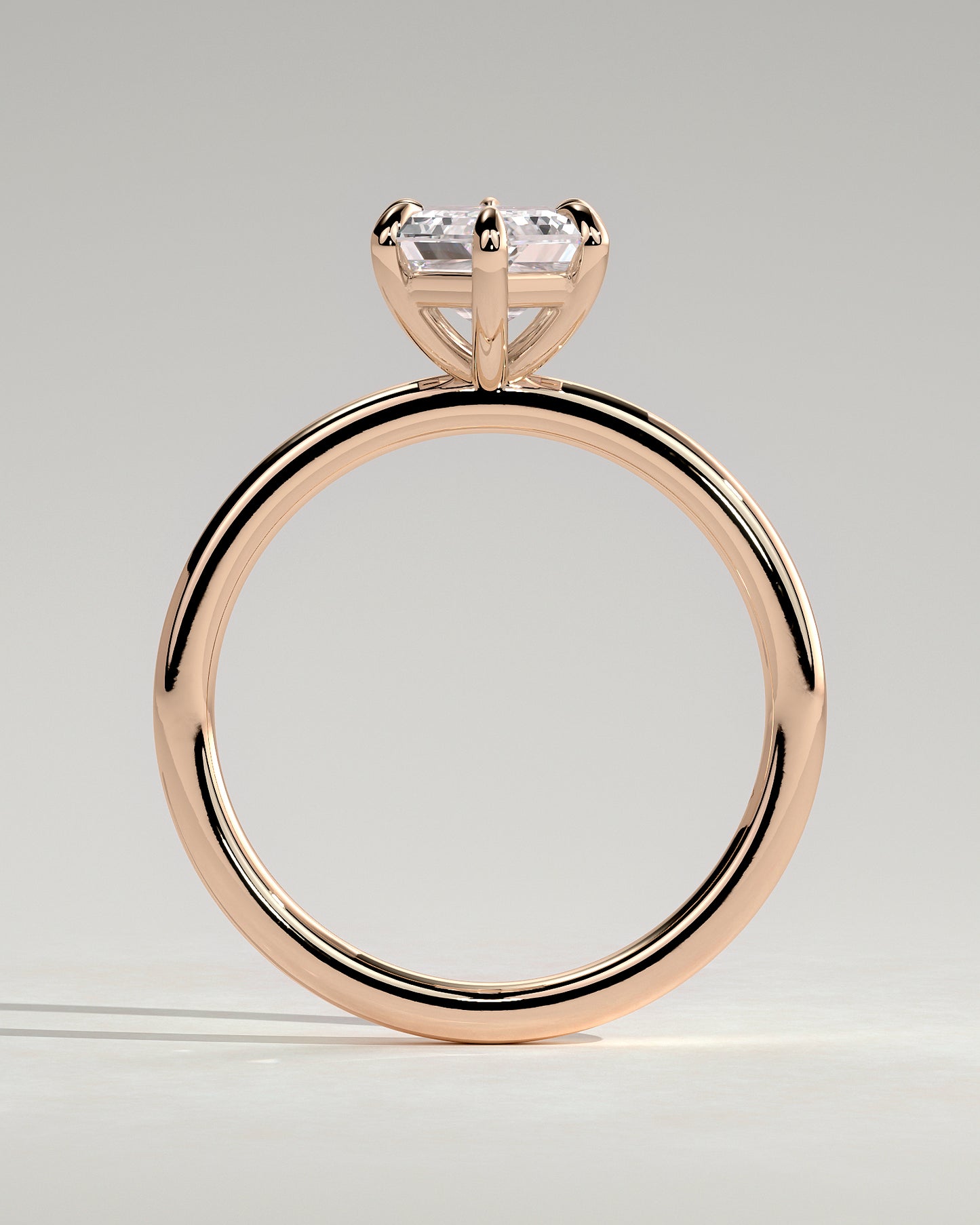 Cynthia - Classic Elongated Hexagon Claw Solitaire Engagement Ring - Rose Gold - Rose Gold 2ct