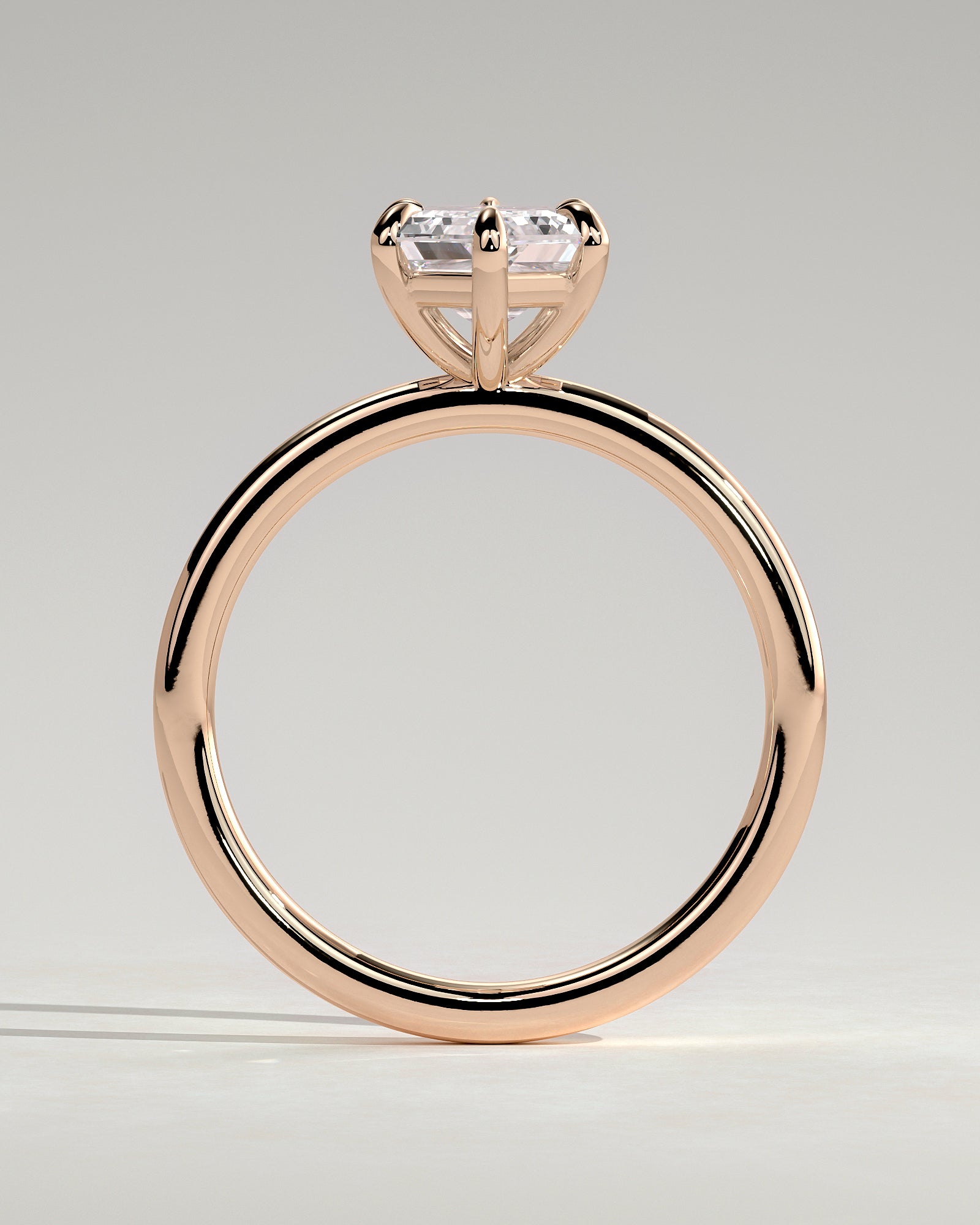Cynthia - Classic Elongated Hexagon Claw Solitaire Engagement Ring - Rose Gold - Rose Gold 2ct