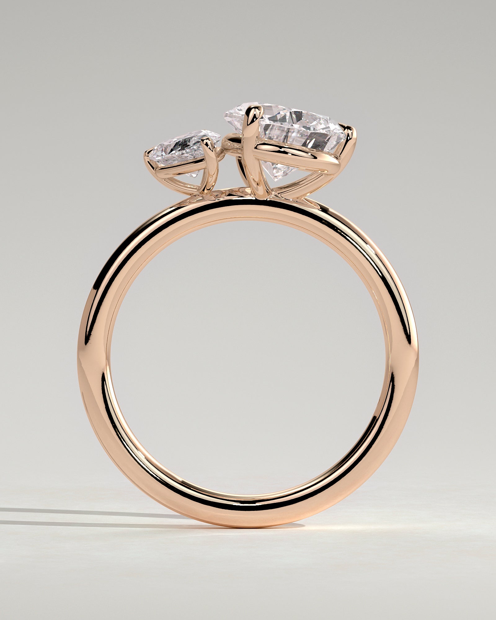Francesca - Pear and Pear Claw Toi et Moi Engagement Ring - Rose Gold - Rose Gold 2ct