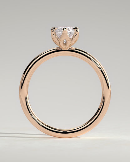 Eve - Marquise Claw Solitaire with Petal Gallery Engagement Ring - Rose Gold