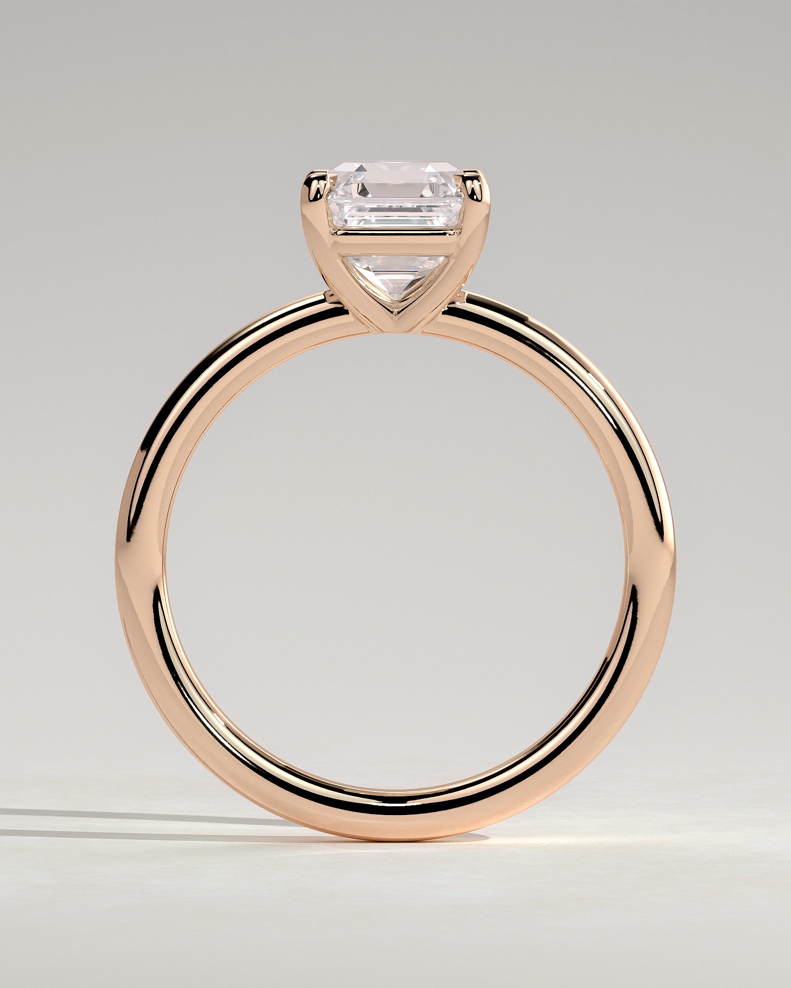 Emmy - Asscher Claw Solitaire Engagement Ring - Rose Gold - Rose Gold 2ct