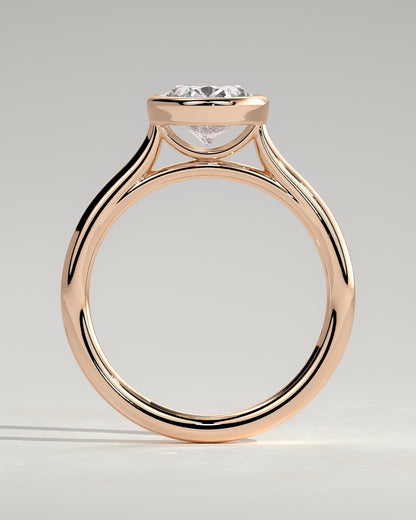 Daphne - Oval Bezel Solitaire with Cathedral High Setting Engagement Ring - Rose Gold