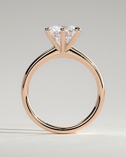 Daniela - Round Claw Solitaire with Solid Cathedral High Setting Engagement Ring - Rose Gold