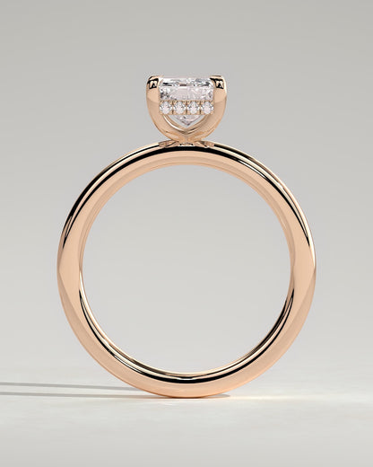 Carly - Radiant Claw Solitaire with Hidden Halo Engagement Ring - Rose Gold