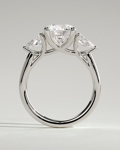 Adelyn - Round Claw Trilogy with Pear Side Stones and Open Trellis Gallery Engagement Ring - Platinum - platinum - Lara Jewels