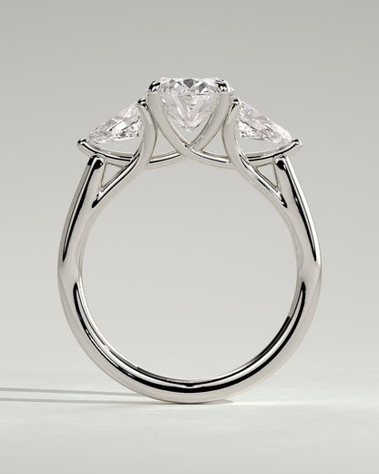Amara - Oval Claw Trilogy with Pear Side Stones and Open Trellis Gallery Engagement Ring - Platinum - platinum - Lara Jewels