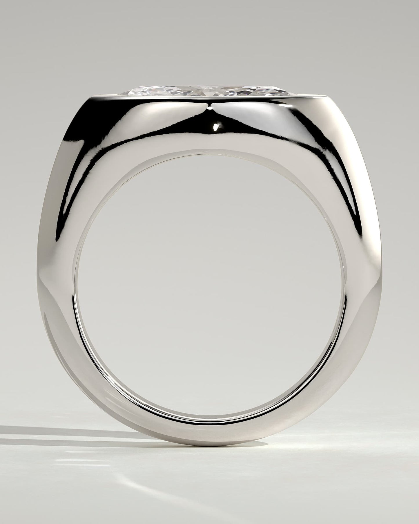 Angie - Statement Marquise East West Bezel Solitaire with Signet Band Engagement Ring - White Gold - white gold - Lara Jewels