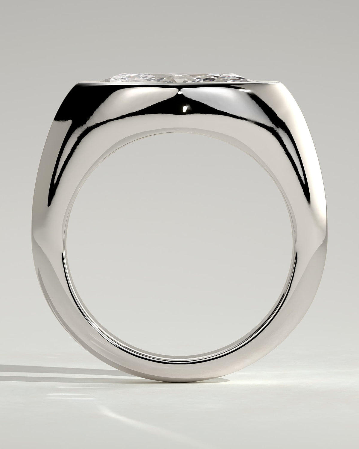 Angie - Statement Marquise East West Bezel Solitaire with Signet Band Engagement Ring - White Gold - white gold - Lara Jewels