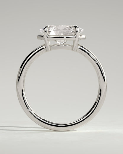 Arlo - Oval East West Claw Solitaire with Bezel Frame Engagement Ring - Platinum - platinum - Lara Jewels