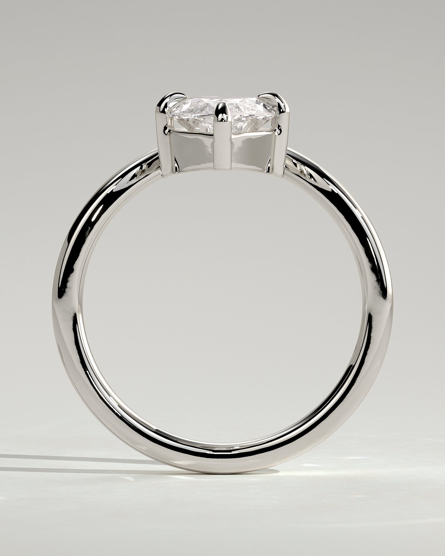 Giselle - Marquise Claw Solitaire with V Band Engagement Ring - Platinum - White Gold / Platinum 2ct